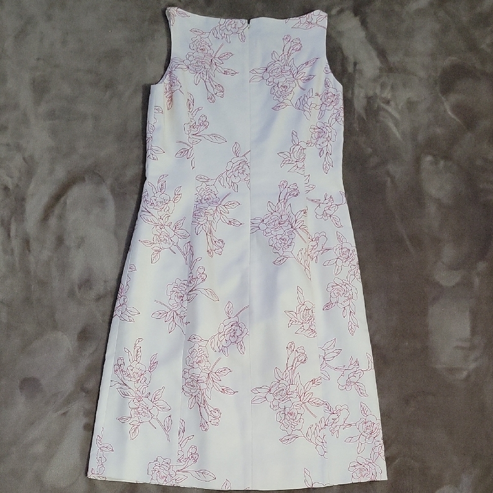 Ann Taylor Sleeveless White/Magenta Pink Floral Mini Dress - Picture 4 of 4